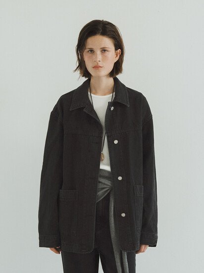 언에디트 [아우터] O Edit Denim Work Jacket_Washing Black