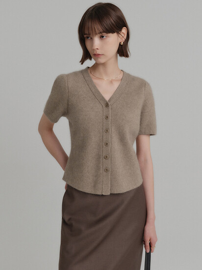 룩캐스트 [20%쿠폰] [단독]조이 라쿤 하프 슬리브 가디건 / ZOEY RACCOON HALF SLEEVE CARDIGAN_2colors