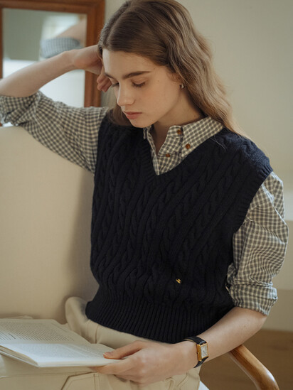 틸아이다이 Monica knit vest_Navy